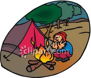 350x300 Royalty Free Clipart Image A Man Sitting By A Campfire