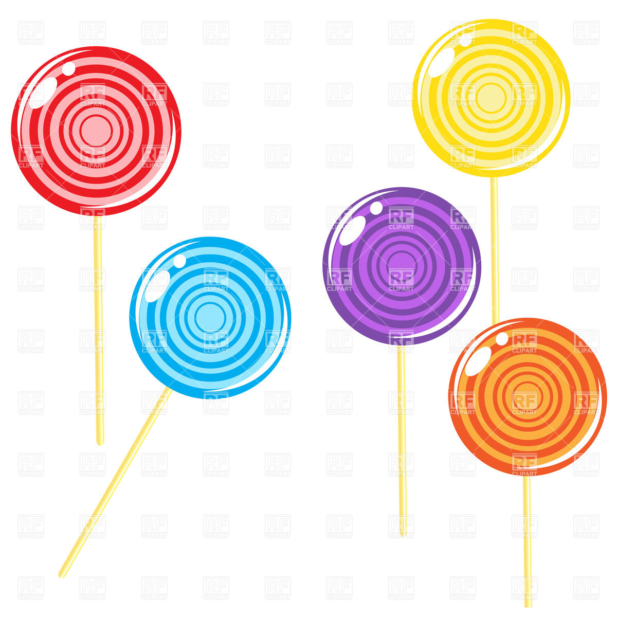 1200x1200 Glossy Round Lollipop Candies Royalty Free Vector Clip Art Image