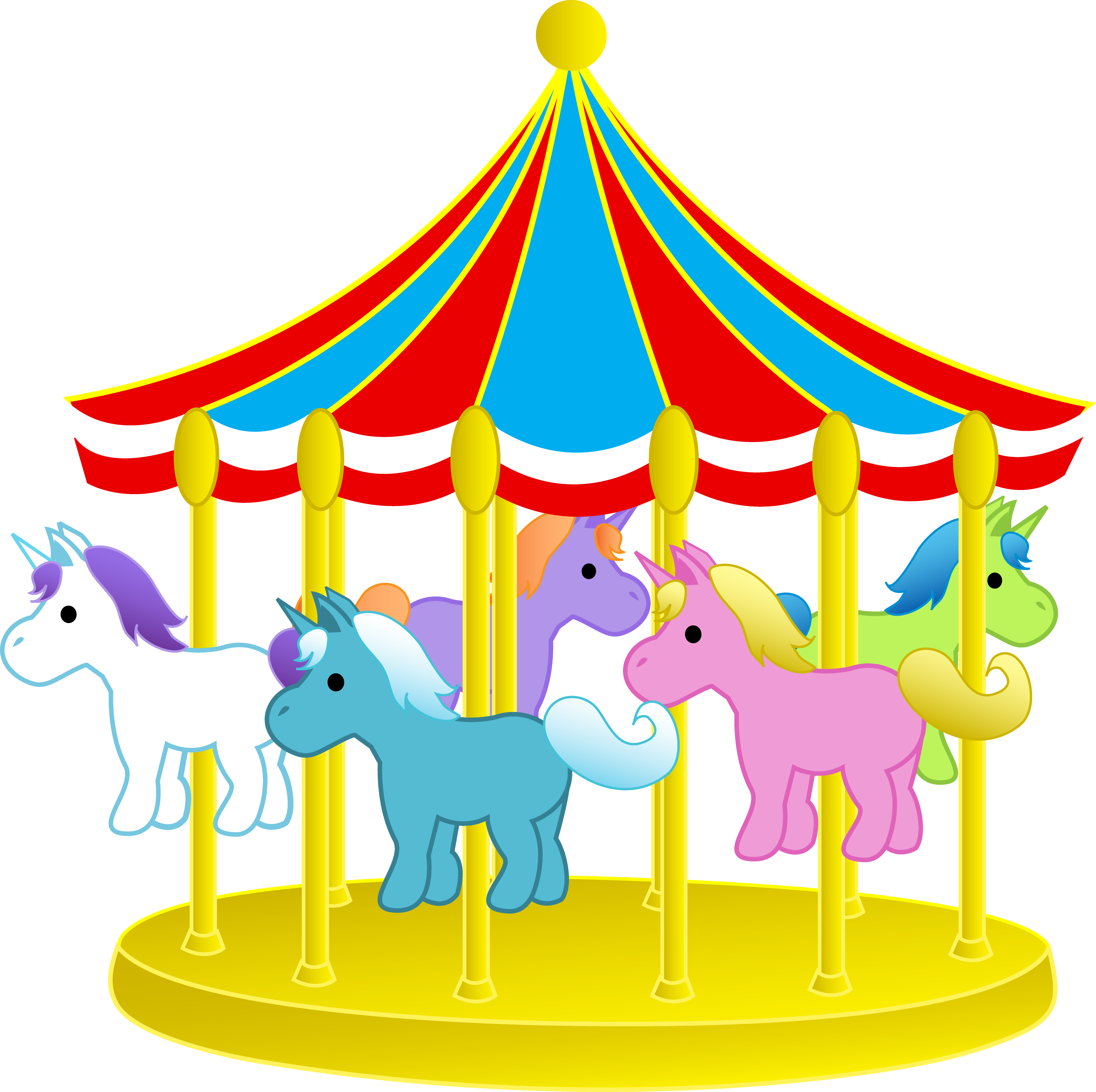 3999x3987 Cute Carnival Carousel With Ponies