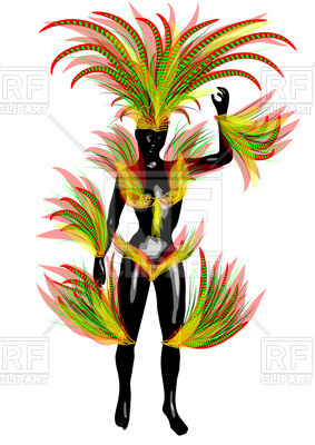 283x400 Black Woman In Carnival Costume Royalty Free Vector Clip Art Image