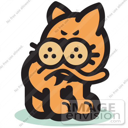 450x450 Royalty Free Cartoon Cliprt Of Cat Biting His Tail To Ease