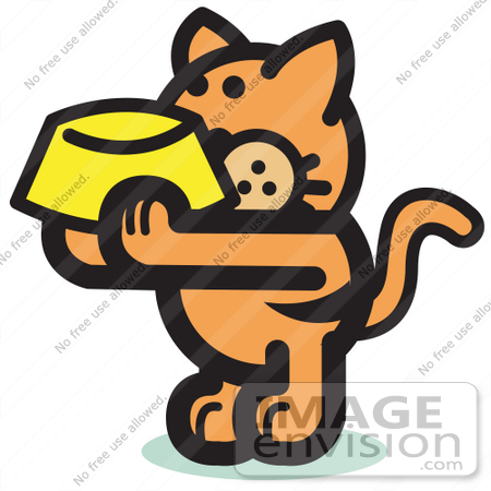 450x450 Royalty Free Cartoon Cliprt Of Hungry Orange Cat Holding Up