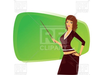 400x290 Attractive Woman Teacher With Pointer Near Chalkboard Royalty Free