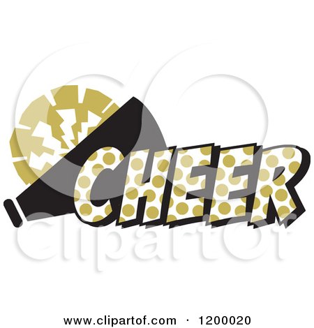 450x470 Clipart Of A Vegas Gold Polka Dot Cheer With A Bullhorn And Pom
