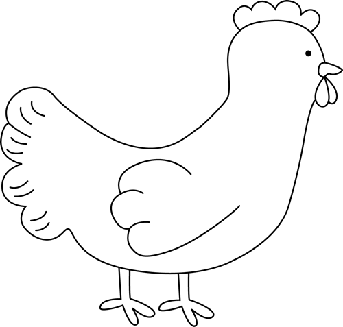 500x477 Black And White Chicken Clip Art