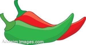 300x158 Clipart Illustration Of Red And Green Chili Peppers