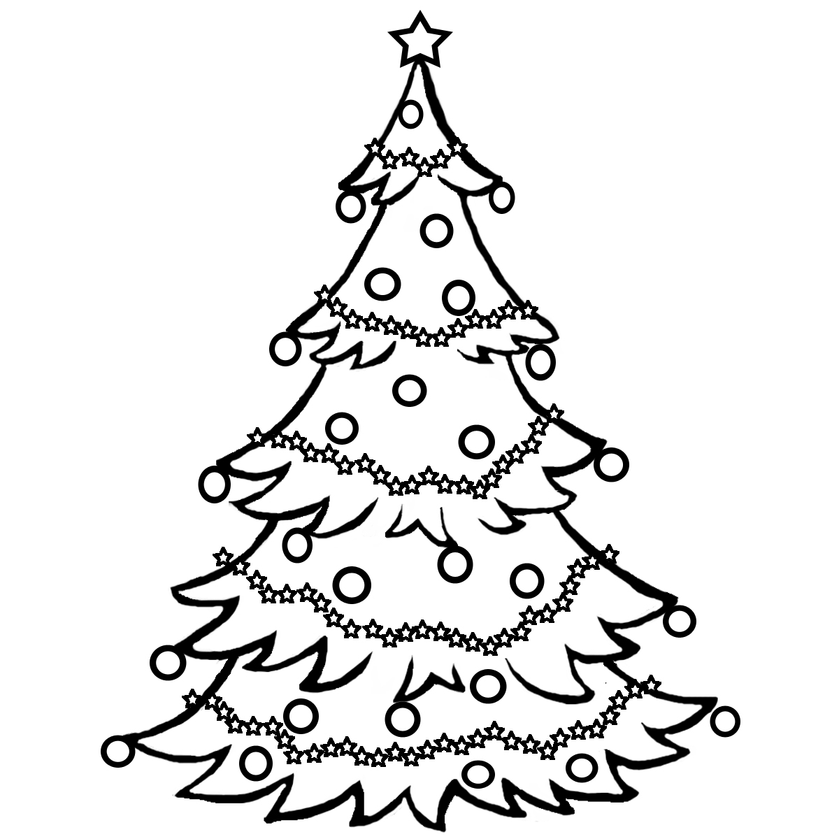 1200x1200 Tree Black And White Christmas Clipart