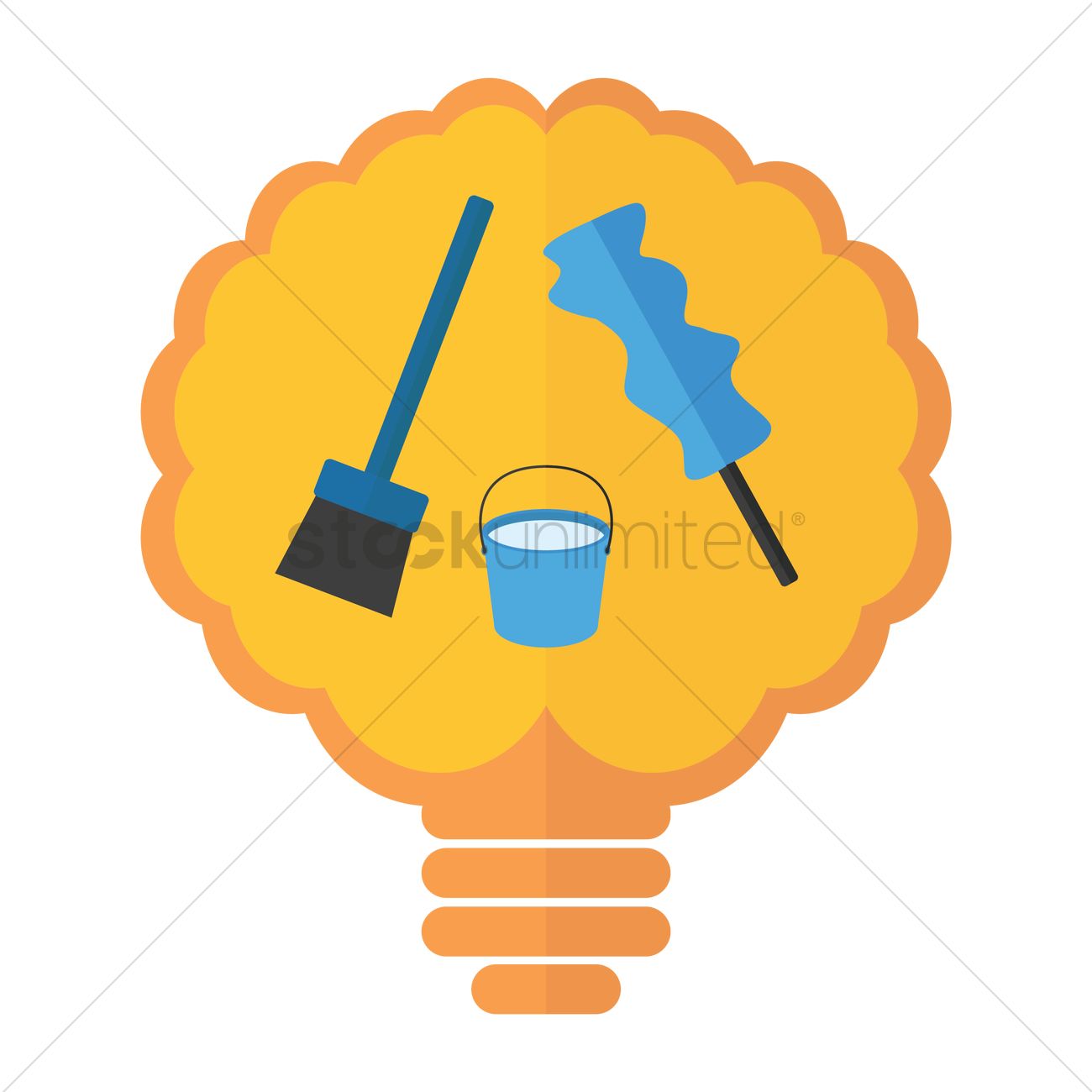 1300x1300 Free Cleaning Tools In A Brain Shaped Light Bulb Vector Image