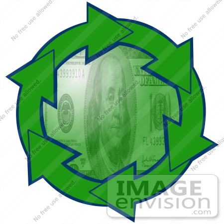 450x450 Clip Art Graphic Of Green Arrows Circling A Green 100 Dollar Bill