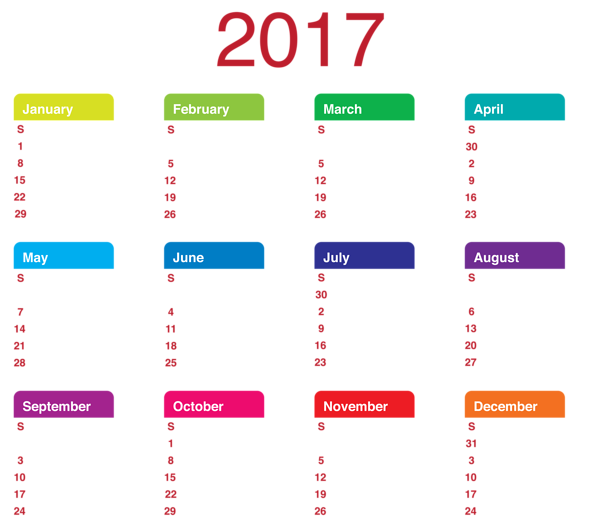 Free Clipart 2017 Calendar