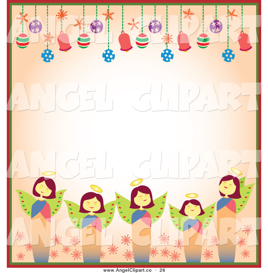 1024x1044 Clip Art Of A Border Of Christmas Angels And Christmas Bulbs