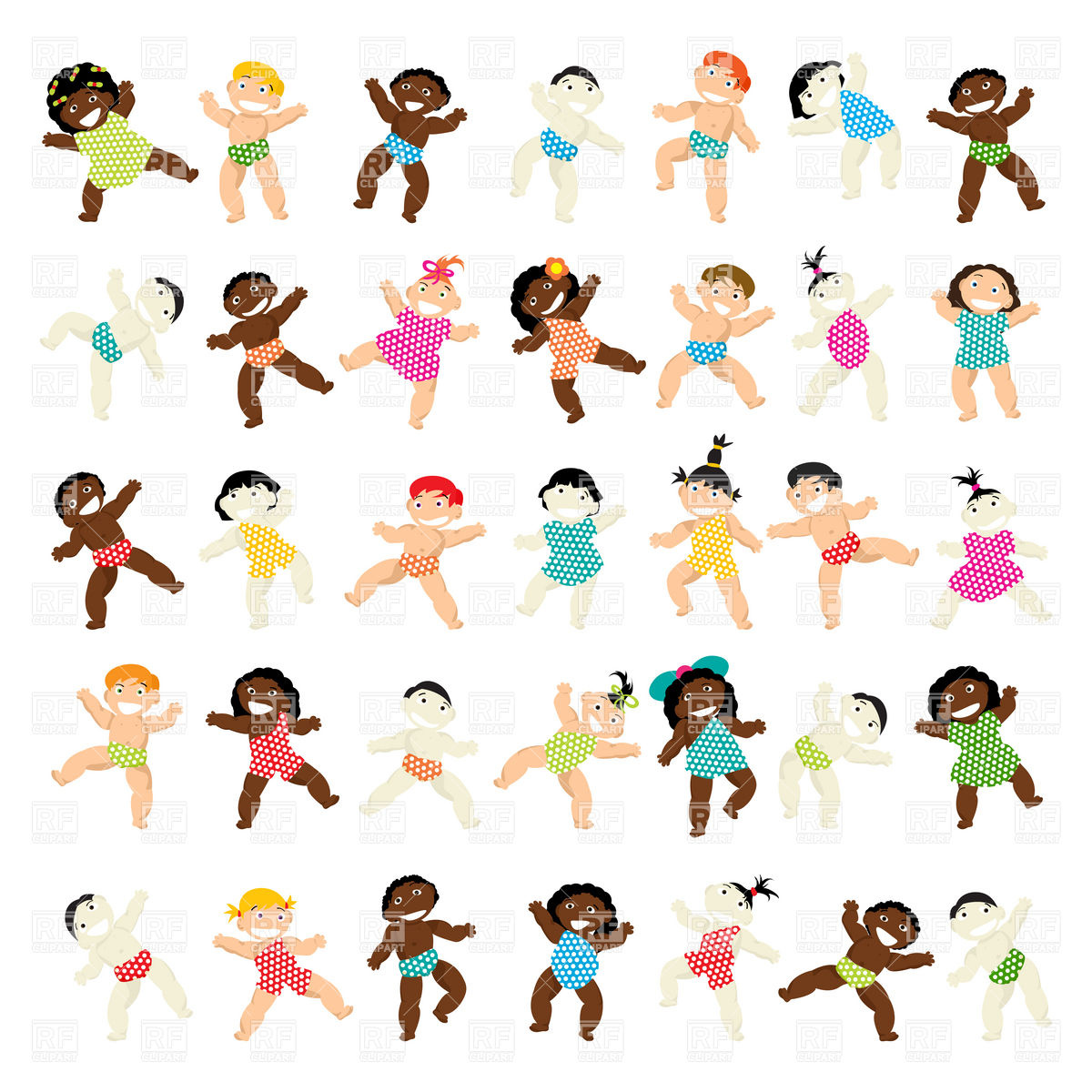 1200x1200 Multiethnic Babies Of All Races Royalty Free Vector Clip Art Image