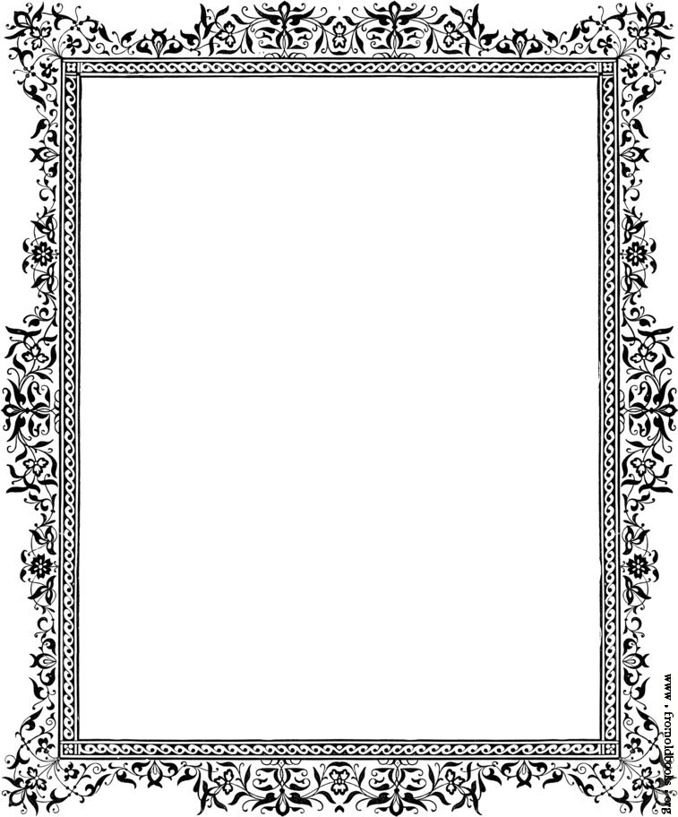 757x912 Decorative Clip Art Victorian Border, Black And White