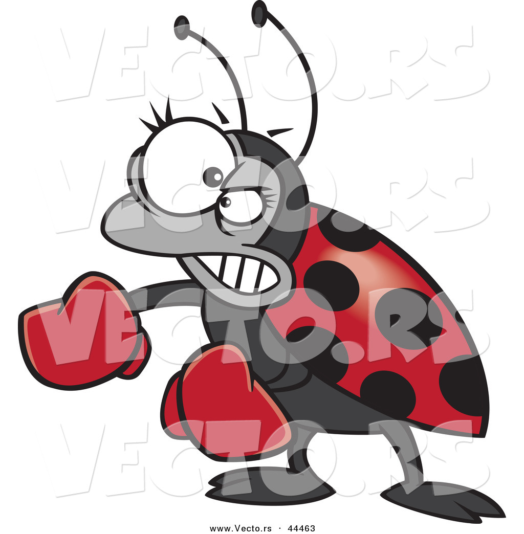 1024x1044 Vector Of A Mad Cartoon Ladybug Wearing Boxing Gloves By Toonaday