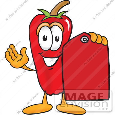 450x450 Clip Art Graphic Of A Red Chilli Pepper Cartoon Character Holding