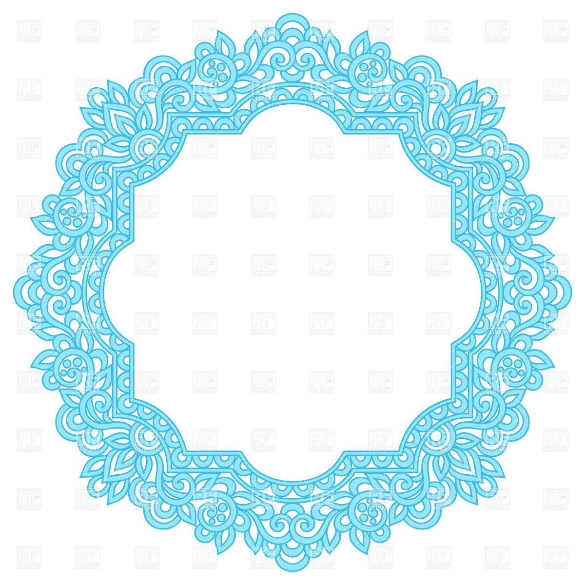 1200x1200 Blue Round Herbal Ornament Royalty Free Vector Clip Art Image