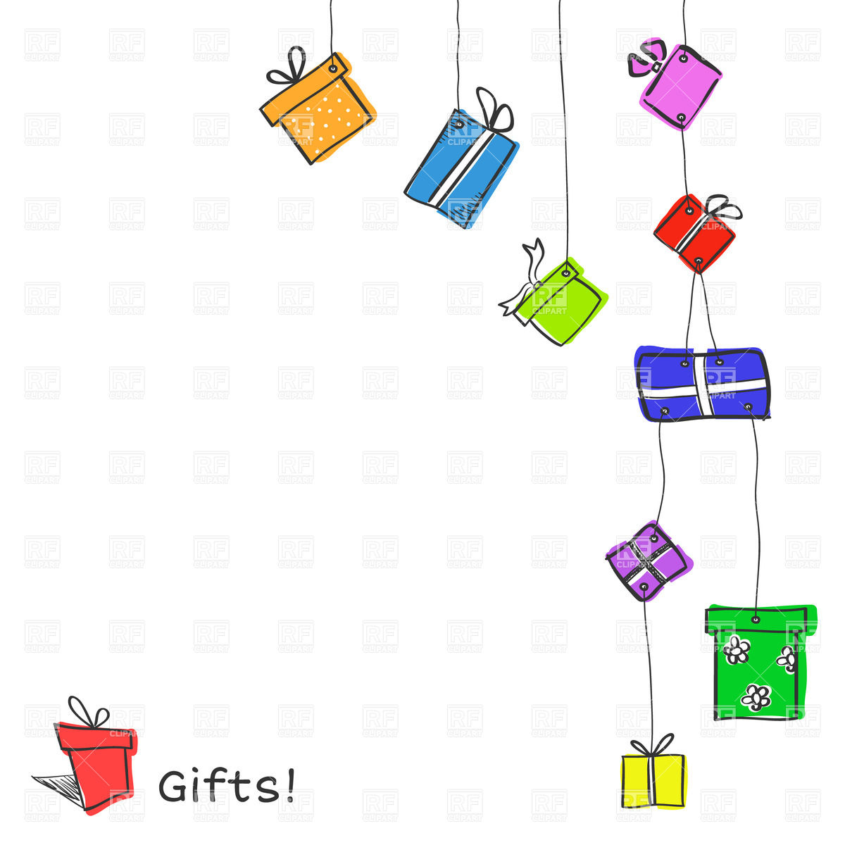 1200x1200 Hanging Gift Boxes On White Background Royalty Free Vector Clip