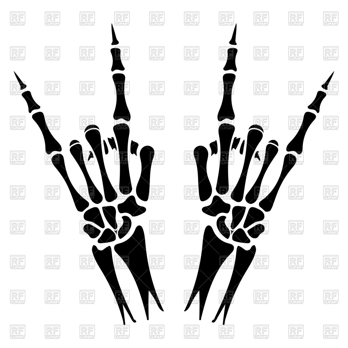 1200x1200 Skeleton Hands With Heavy Metal Sign On White Backdrop Royalty