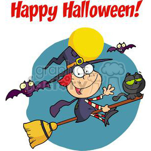 300x300 Royalty Free Happy Holidays Greeting With Halloween Little Witch