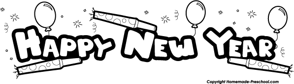 597x172 New Year Black And White Clipart Free