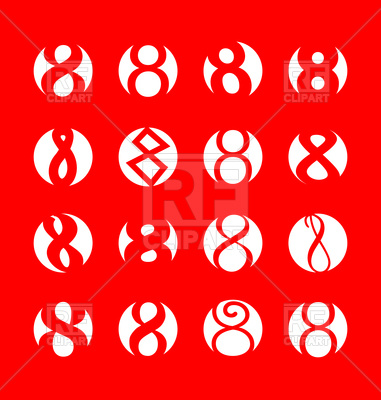 381x400 Set Of Number 8 Icons, 8 March Royalty Free Vector Clip Art Image