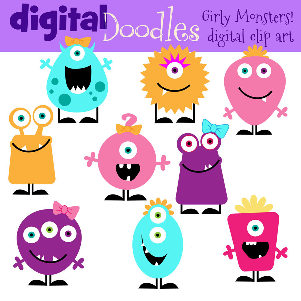 1000x1000 Girly Monster Clip Art Clipart Panda