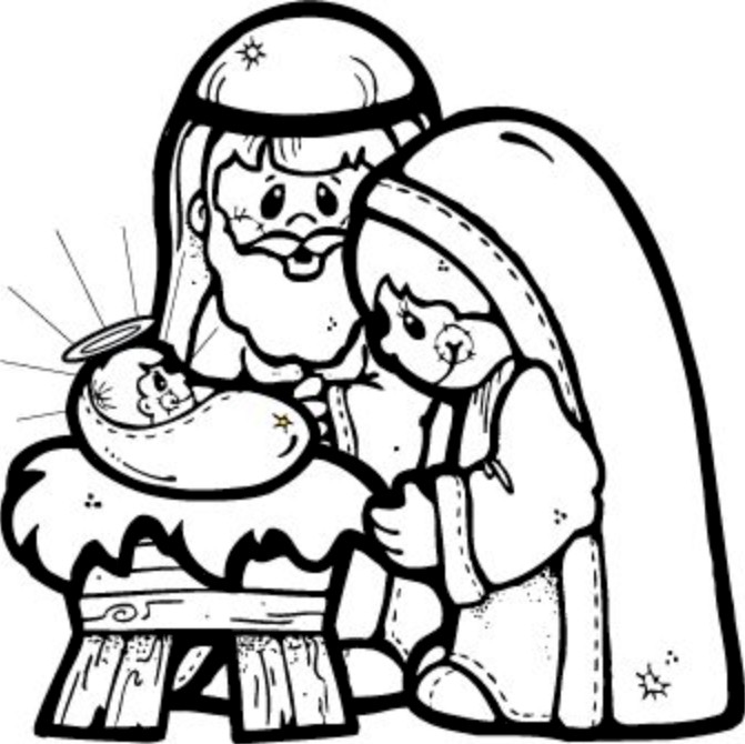 671x670 Free Clip Art Black And White Nativity Scene