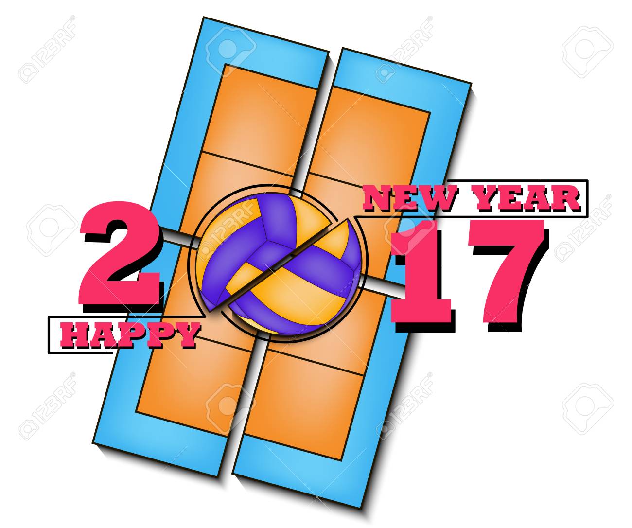 1300x1086 Happy New Year 2018 And Volleyball Against The Background