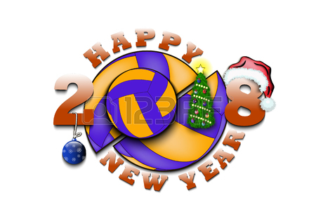 450x315 Happy New Year 2018 And Volleyball With Christmas Tree, Ball