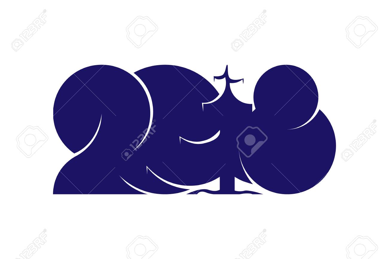1300x866 Happy New Year 2018 Text Design Isolated On White Background