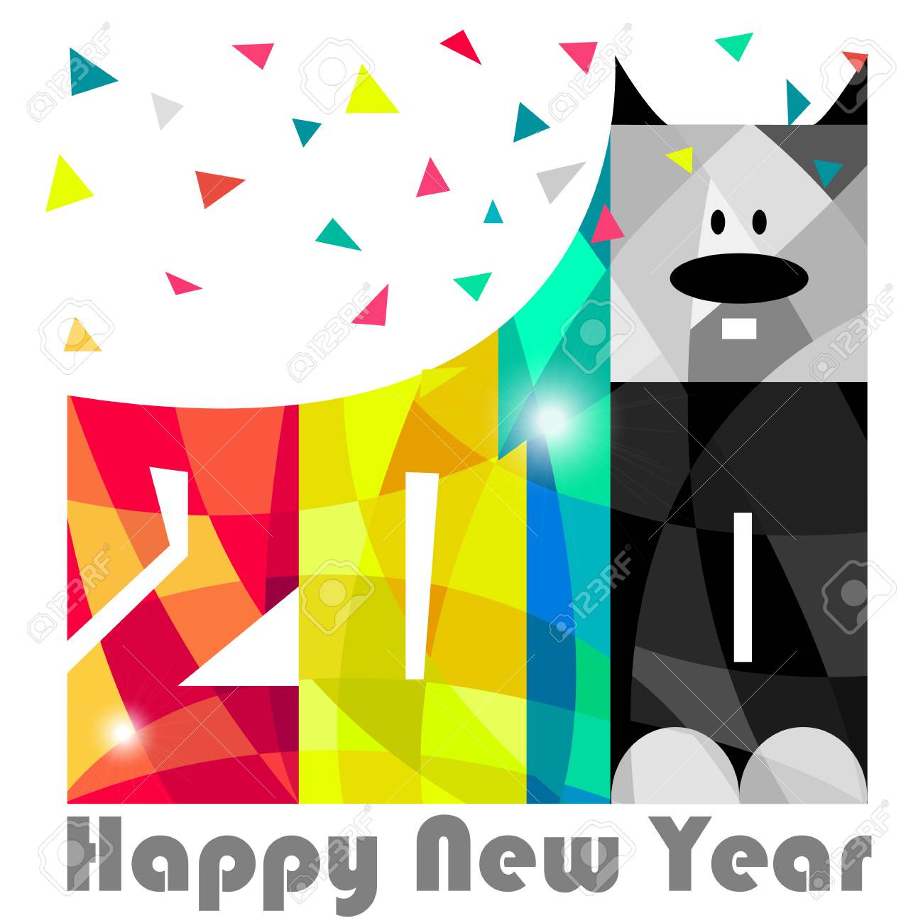1300x1300 Happy New Year 2018. Year Of Dog. Greeting Card Design. Vector