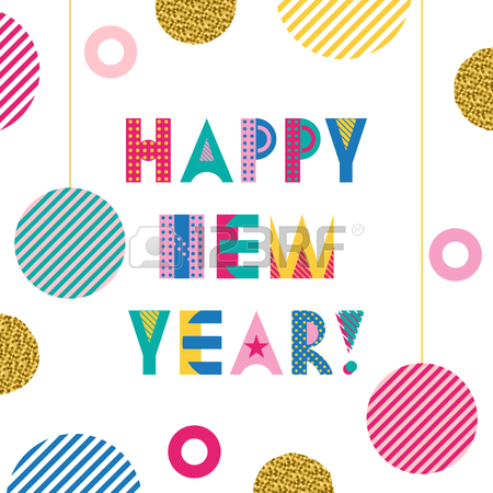 450x450 Stylish Greeting Card. Happy New Year 2018. Trendy Geometric