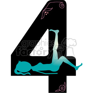 300x300 Royalty Free Number 4 Girly 388591 Vector Clip Art Image