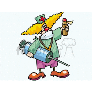 300x300 Royalty Free Clown Nurse With A Needle 156758 Vector Clip Art