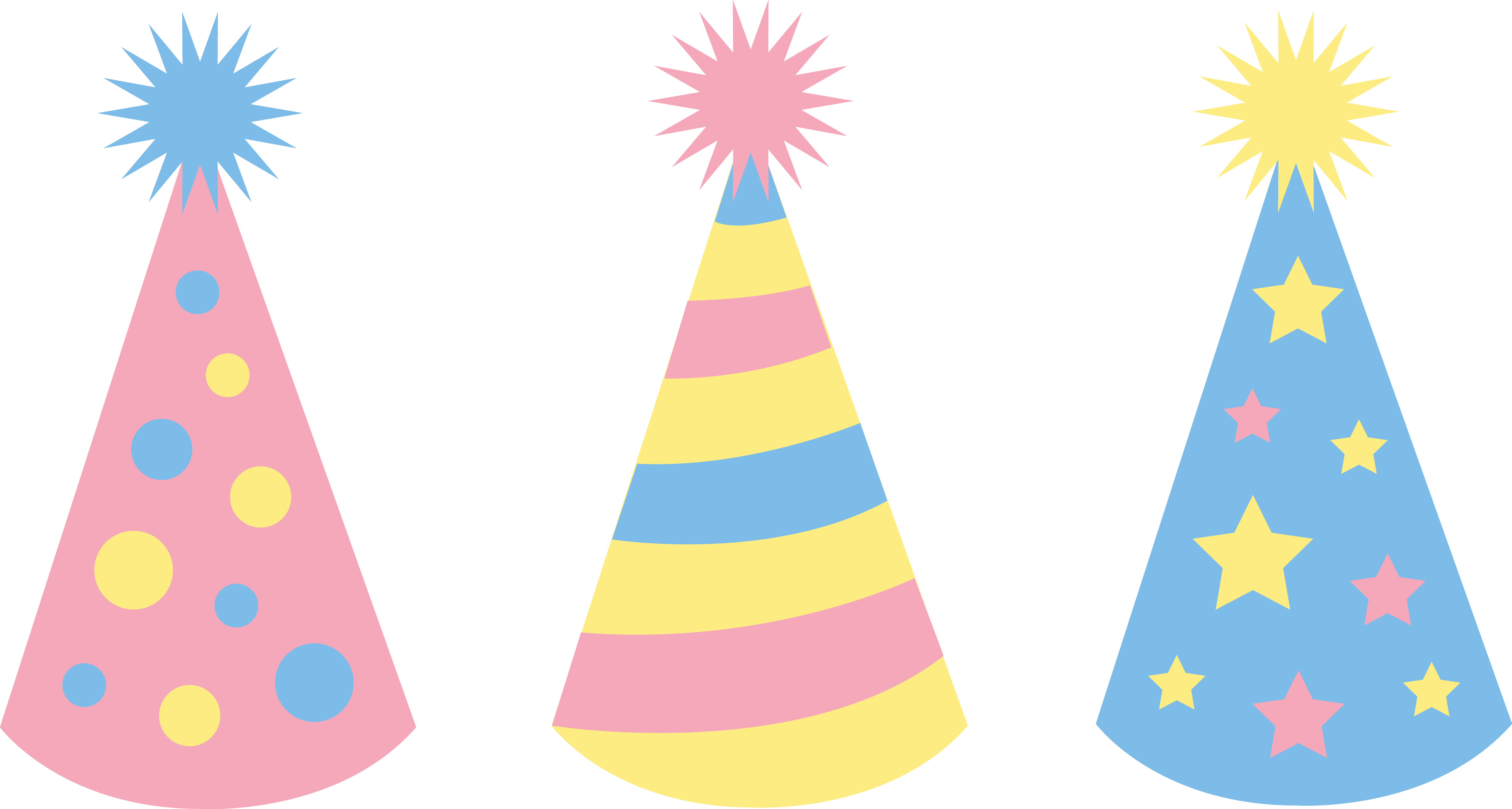 6500x3476 Pastel Colored Birthday Party Hats