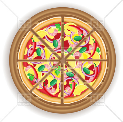 400x398 Pizza Cut Into Sections On Wooden Round Board