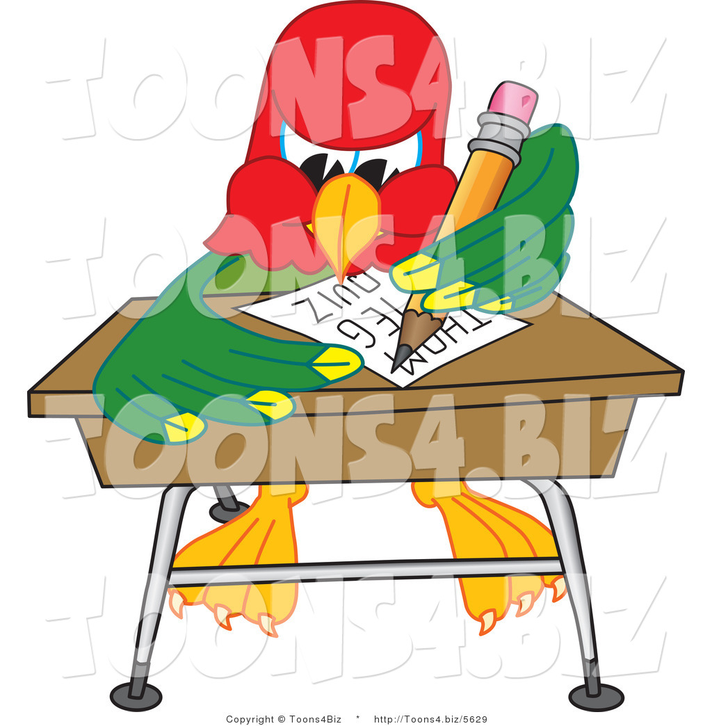 1024x1044 Vector Illustration Of A Cartoon Parrot Mascot Taking A Quiz By