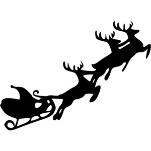 300x300 Santa And Reindeer Clipart Black And White
