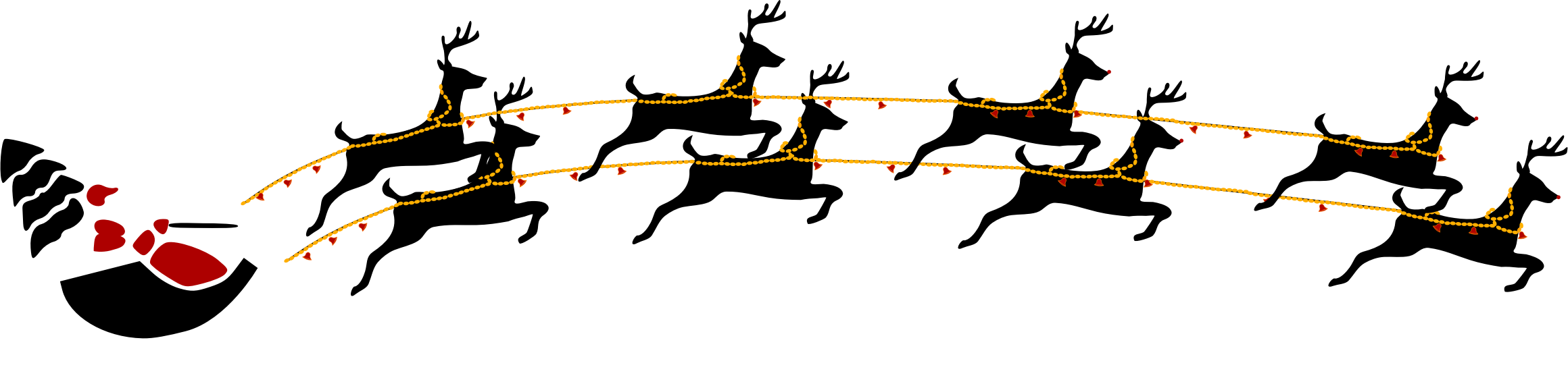 2320x569 Santa With Reindeer Clipart