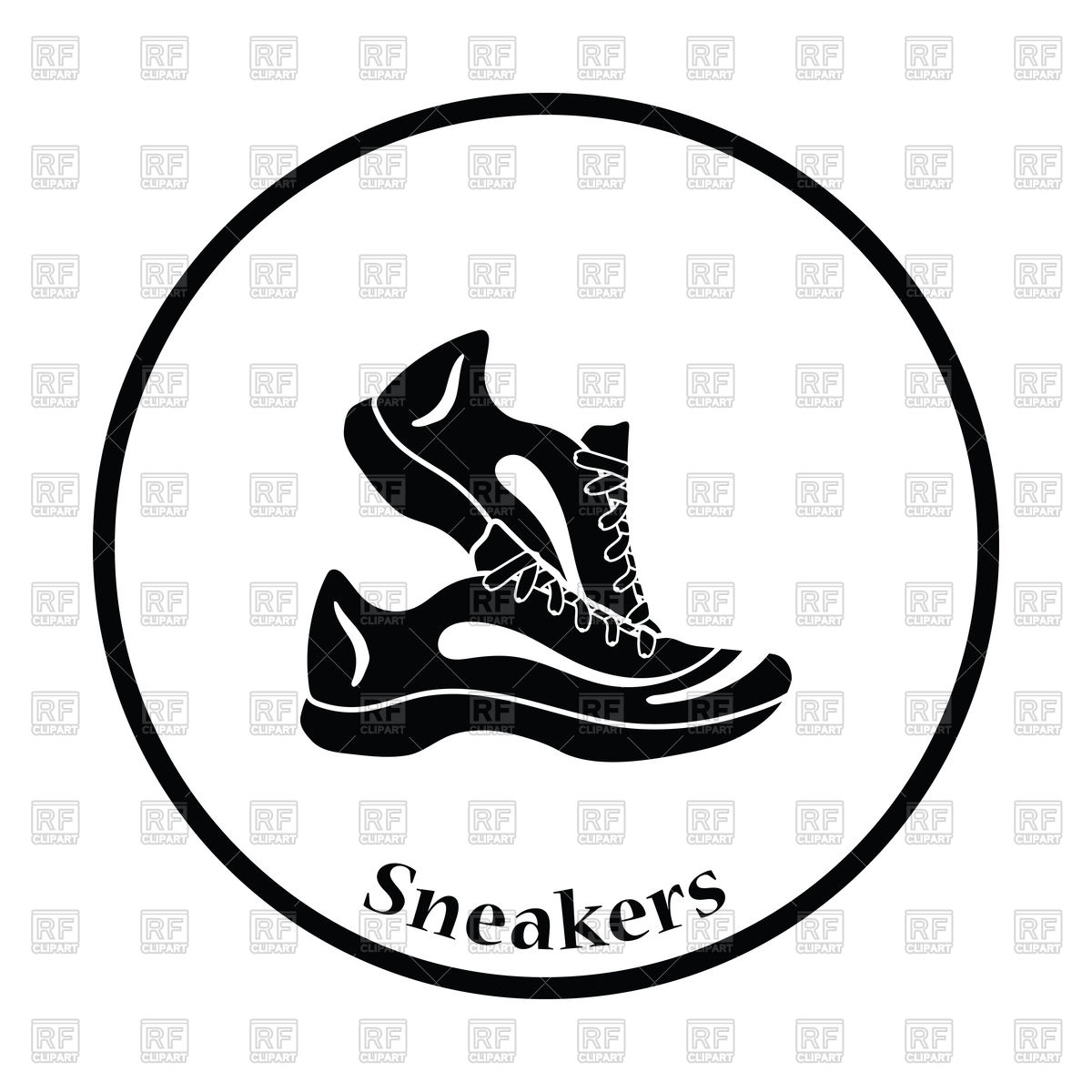 1200x1200 Thin Circle Design Icon Of Fitness Sneakers Royalty Free Vector