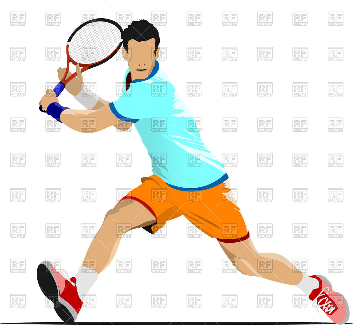 1200x1105 Tennis Player In Blue T Shirt On White Background Royalty Free