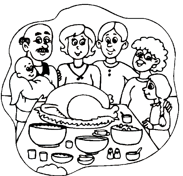 600x576 Thanksgiving Dinner Clipart Black And White