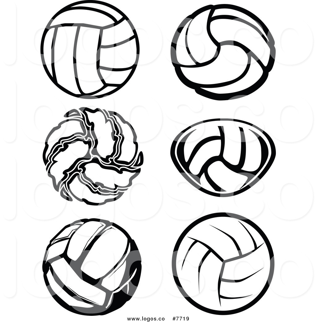 1024x1044 Royalty Free Clip Art Vector Black And White Volleyball Logos By
