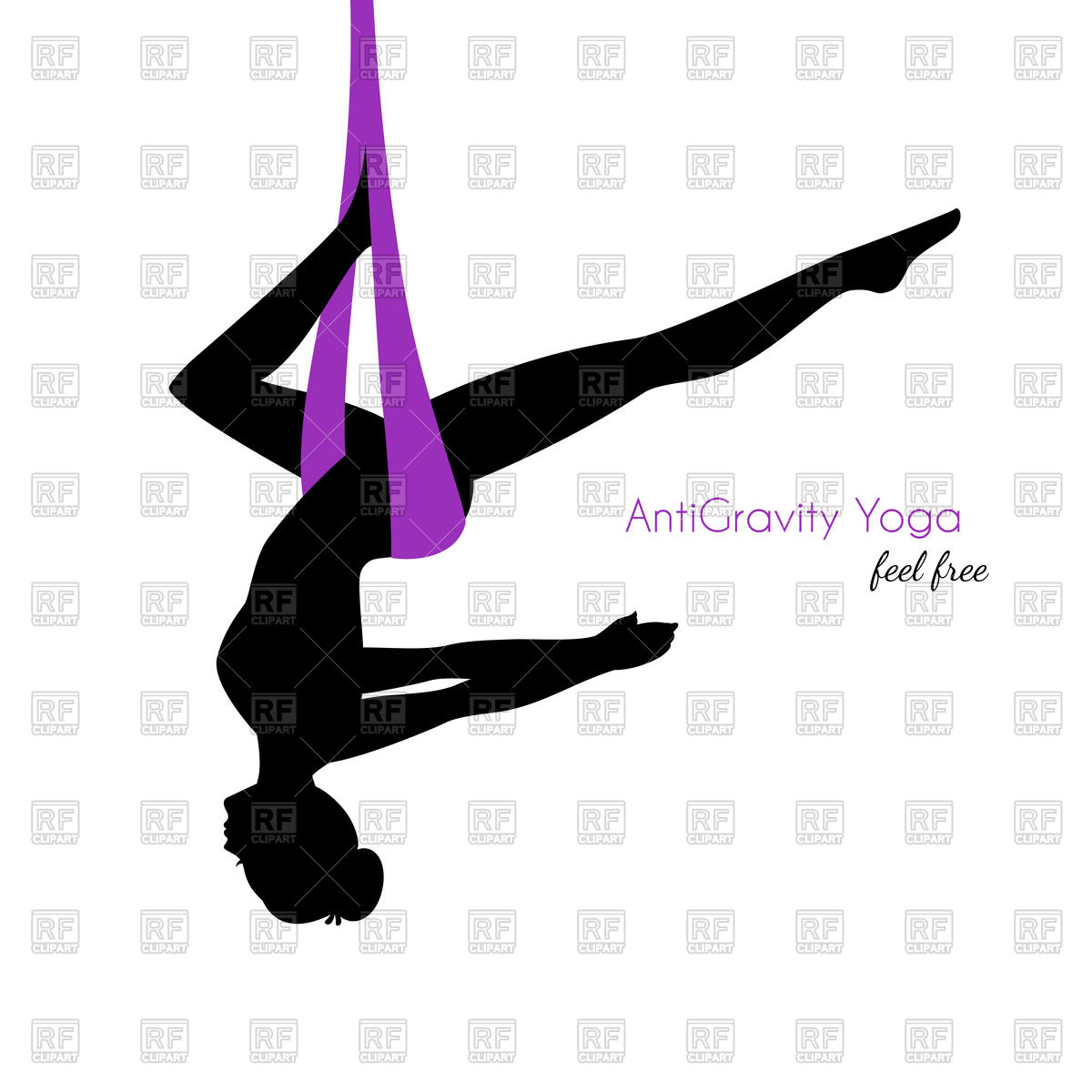 1200x1200 Silhouette Of Woman In Anti Gravity Yoga Poses Royalty Free Vector