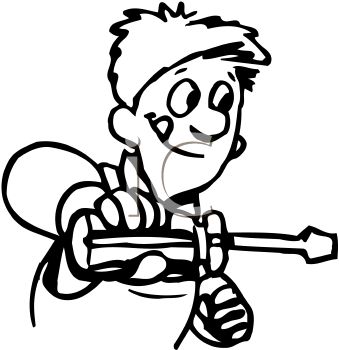 339x350 Royalty Free Clipart Image Man Using A Screwdriver