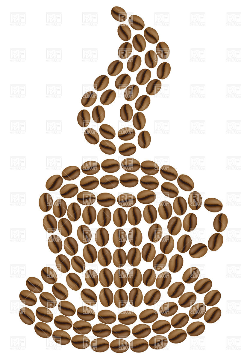 805x1200 Cup Of Coffee Made Of Coffee Beans Royalty Free Vector Clip Art