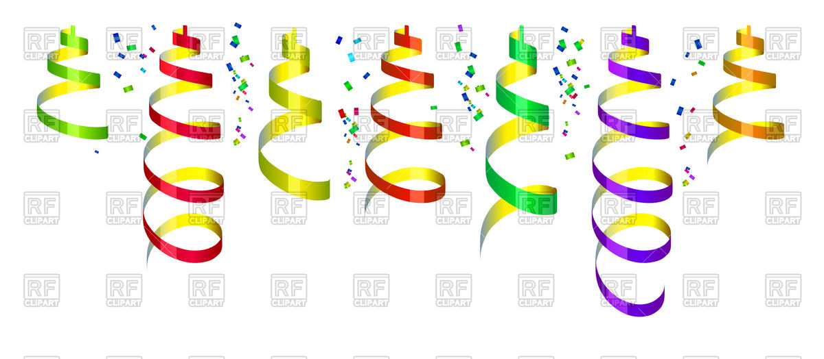 1200x524 Background With Party Streamers And Confetti Royalty Free Vector