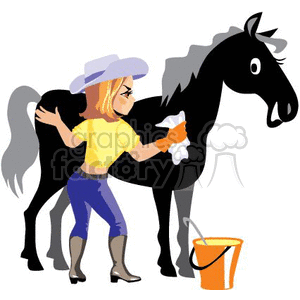 300x300 Royalty Free A Cowgirl Wearing Grey Boots And Hat Washing Her