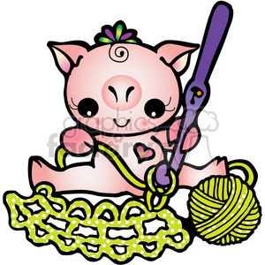 300x300 Royalty Free Pig Crochet 387726 Vector Clip Art Image