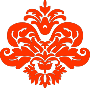 298x291 Orange Damask Clip Art